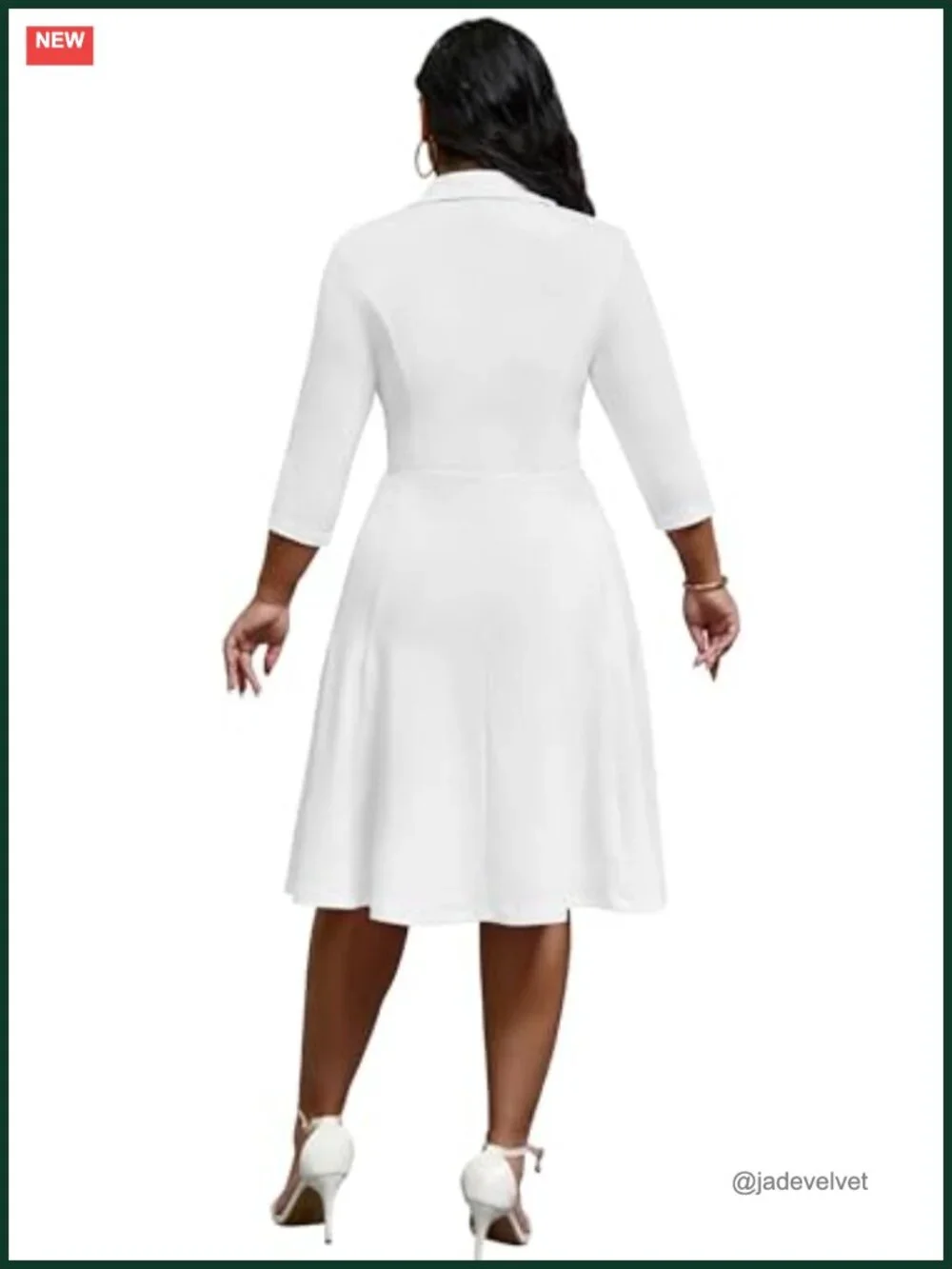 Plus Size Midi Dress, Fit and Flare A-Line Cocktail Dress with Pockets and Belt